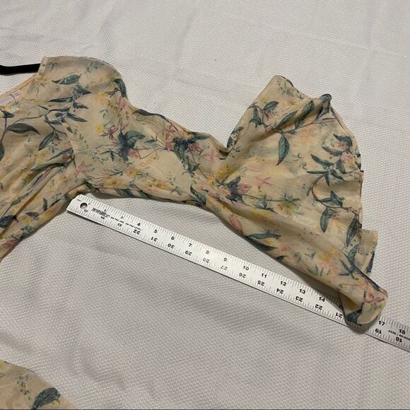 Lauren Conrad Blush Pink Tropical Sheer Blouse - Picture 4 of 11